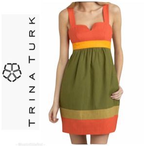 Trina Turk Nanna Colorblock Dress Silk Blend Sz 4
